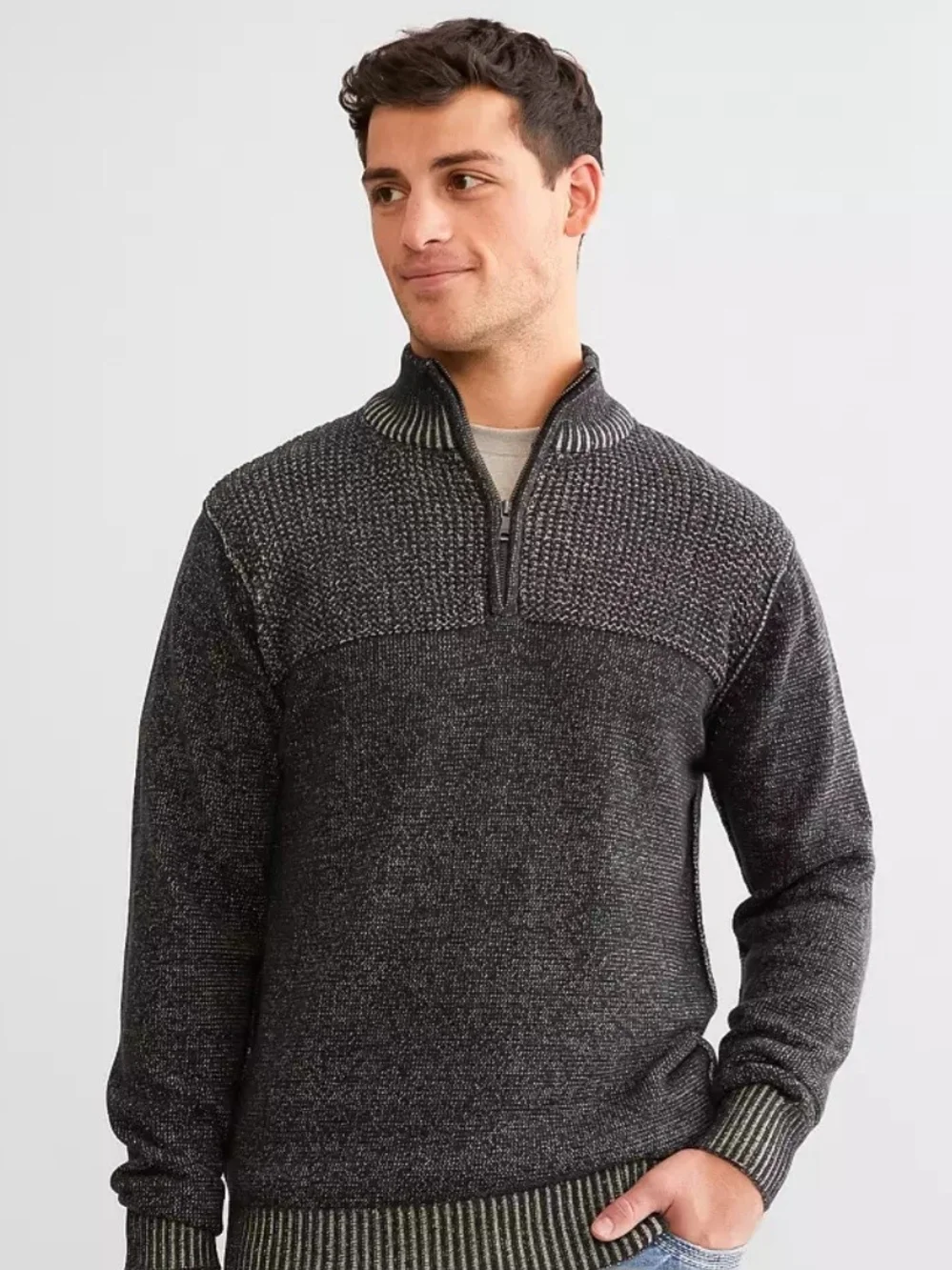 Coleman Men's Charcoal Zip-Up Knit Pullover Sweater Size XL